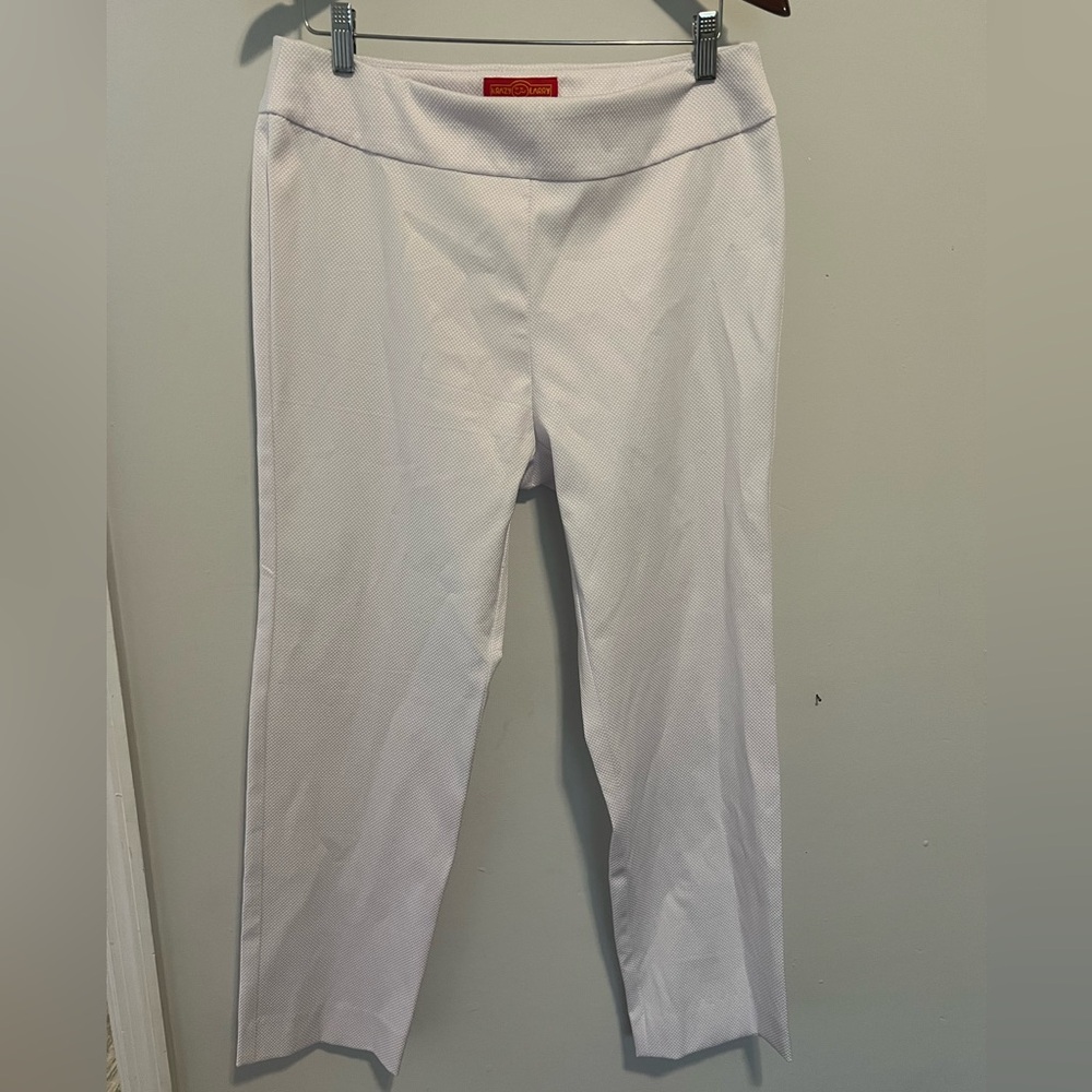 Krazy Larry White Textured Pull-On Pants Size 10 Made in USA